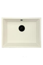 GraniteMy Universele granieten witte spoelbak 55x40 cm, opbouw, onderbouw en vlakbouw, z črnim čepom 1208967154
