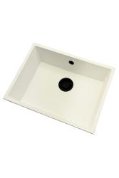 GraniteMy Universele granieten witte spoelbak 55x40 cm, opbouw, onderbouw en vlakbouw, z črnim čepom 1208967154