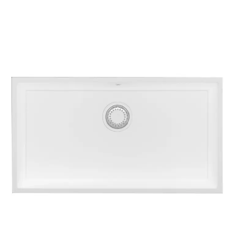 GraniteMy Universele granieten grote witte spoelbak 74x40 cm bel, za podgradno in raven montažo z belo odtočno zaporko 1208967160