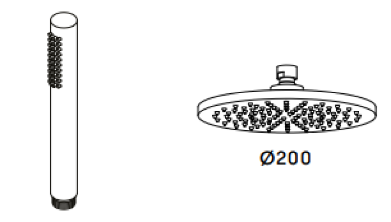 Waterevolution Flow tuš kombinacija z dežno prho mat črna T141NPR