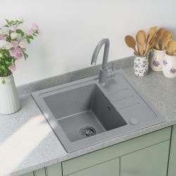 Quadri Sligo 60 sive granitne pomivalno korito set 55x44 cm z odcejalnikom vklj. pipo 1208967200
