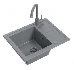 Quadri Sligo 60 sive granitne pomivalno korito set 55x44 cm z odcejalnikom vklj. pipo 1208967200