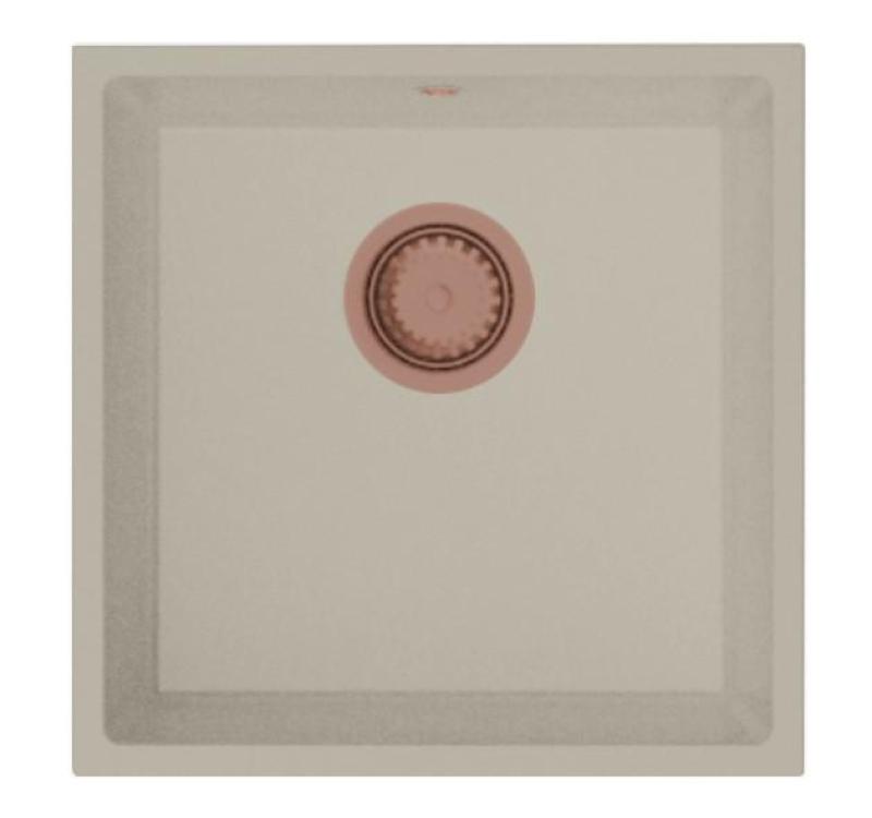 GraniteMy Universele granieten beige zand spoelbak 40x40 cm opbouw, onderbouw in ravna vgradnja s bakrenim zamaškom 1208967210