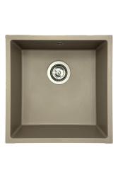 GraniteMy Universele granieten taupe spoelbak 40x40 cm opbouw, onderbouw en vlakbouw met rvs plug 1208967211