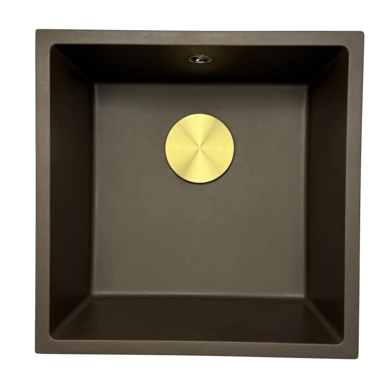 GraniteMy Universele granieten cafésink 40x40 cm opbouw, onderbouw en vlakbouw met rvs plug 1208967212