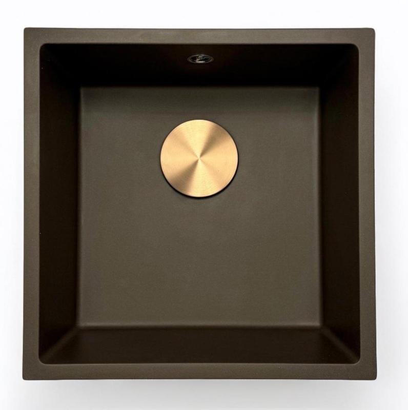 GraniteMy Universele granieten cafésink 40x40 cm opbouw, onderbouw en vlakbouw met rvs plug 1208967212