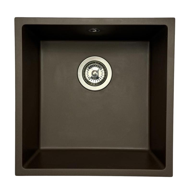 GraniteMy Universele granieten cafésink 40x40 cm opbouw, onderbouw en vlakbouw met rvs plug 1208967212
