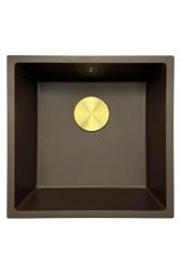 GraniteMy Universele granieten cafésink 40x40 cm voor opbouw, onderbouw en vlakbouw met afvoerplug 1208967218