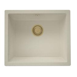 GraniteMy Universele granieten beige zand spoelbak 50x40 cm opbouw, onderbouw en vlakbouw met goot plug 1208967222