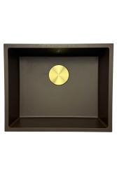 GraniteMy Universele granieten cafésgootsteen 50x40 cm opbouw, onderbouw en vlakbouw met gootplug 1208967230