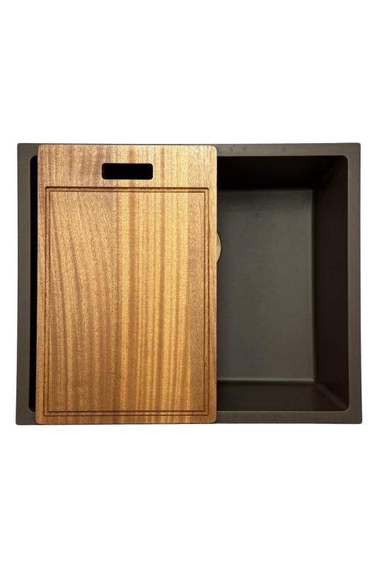 GraniteMy Universele granieten cafésgootsteen 50x40 cm opbouw, onderbouw en vlakbouw met gootplug 1208967230