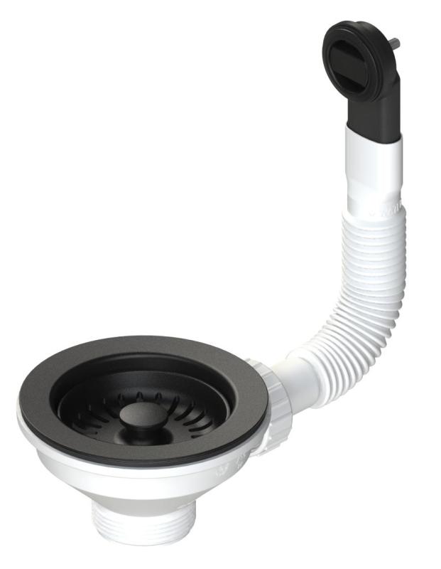 Granitemy korfplugset mat črna, odtočni komplet za pomivalno korito, vključno z odtokom, okrogel in pravokoten 1208967256