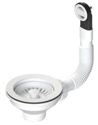 Granieten korfplugset mat wit, afvoerset voor spoelbak inclusief ronde overloop 1208967257