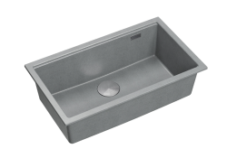Quadri Newport II velika in globoka pomivalna korito granit nadgradna in podgradna siva pomivalno korito 76x45cm z inox čepom 1208967272