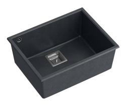 Quadri Quadrangle antracitni granitni podgradni pomivalno korito 55x42cm z inox čepom 1208967273