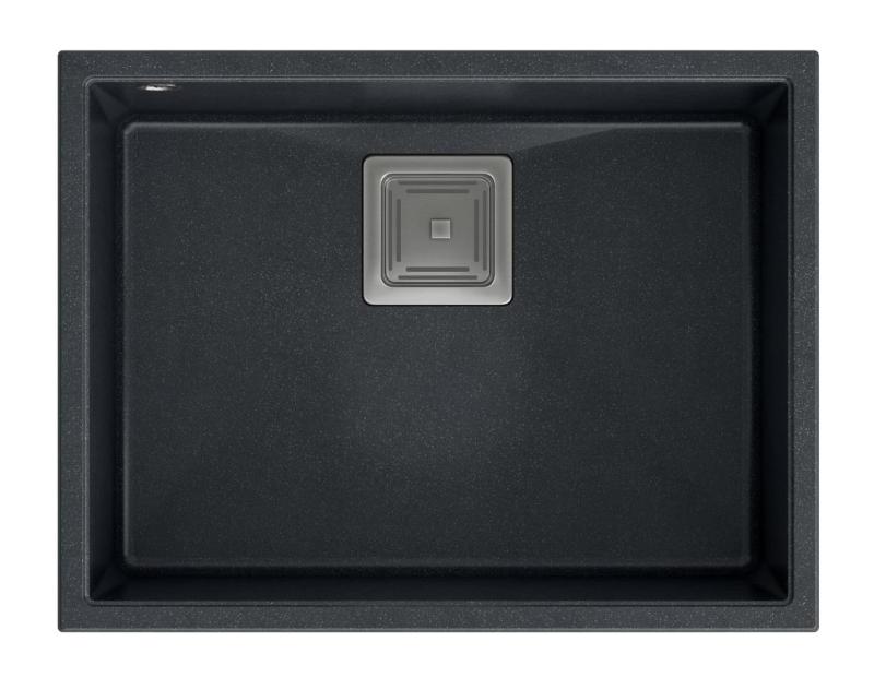 Quadri Quadrangle antracitni granitni podgradni pomivalno korito 55x42cm z inox čepom 1208967273