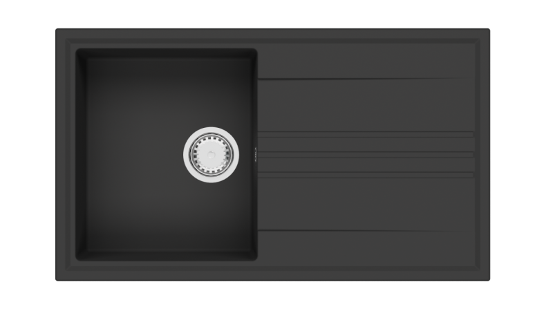 GraniteMy Vesi granitni nadgradni črni umivalnik 86x50cm z odcejanjem, preobratno s kovinskim zamaškom 1208967279