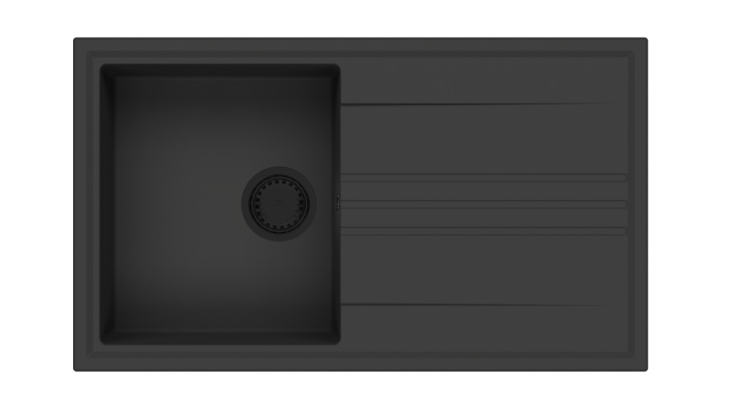 GraniteMy Vesi granitna črna nadgradna pomivalna korita 86x50cm z odcejevalnikom, obrnljiva, s črnim čepom 1208967288