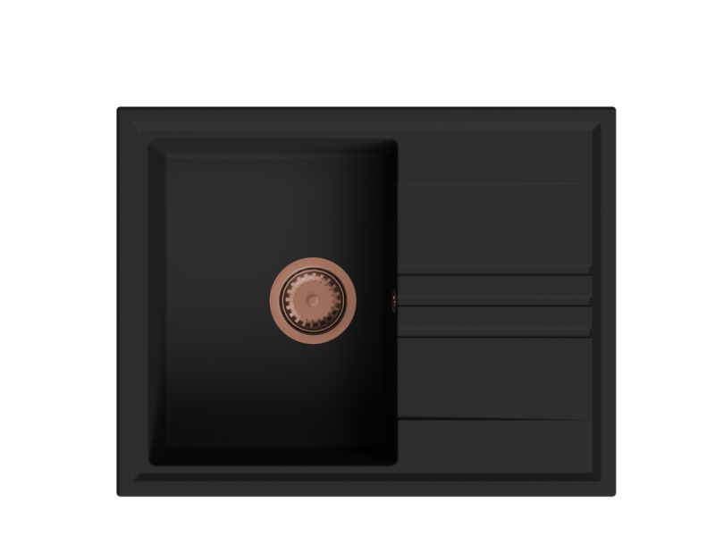 GraniteMy Vesi granitni nadgradni črni umivalnik 64x50cm z odcejevalnikom, obrnljivim, s bakrenim zamaškom 1208967297