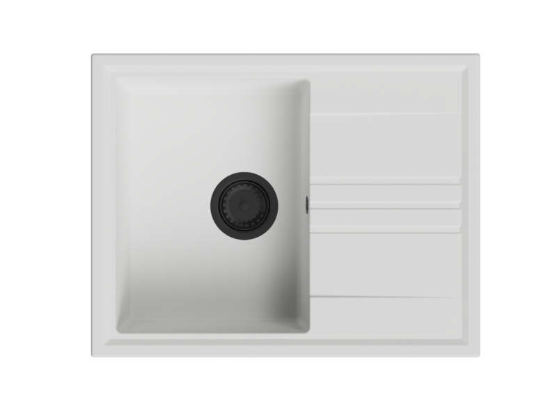 GraniteMy Vesi granitni nadgradni bel umivalnik 64x50cm z odcejevalnikom, reverzibilno, s črnim čepom 1208967299