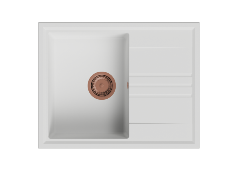 GraniteMy Vesi granitni nadgradni beli umivalnik 64x50cm z odcejalnikom, preobrnjen z bakreno vtičnico 1208967301
