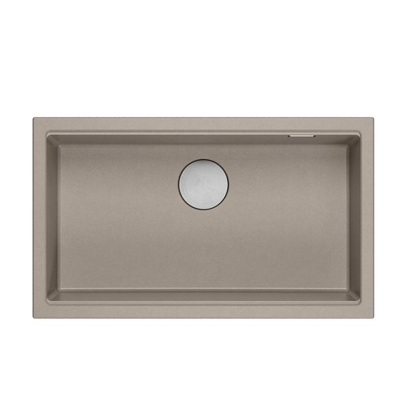 Quadri Newport II velika in globoka pomivalno korito granit nadgradnja in podgradnja taupe pomivalno korito 76x45cm z nerjavečim jeklom čep 1208967310