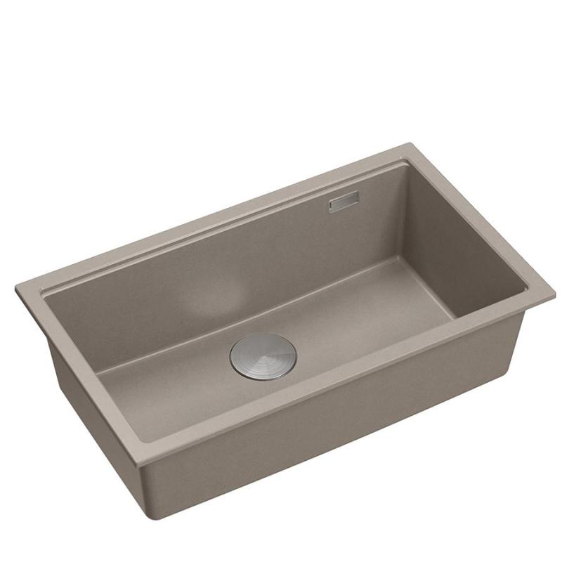 Quadri Newport II velika in globoka pomivalno korito granit nadgradnja in podgradnja taupe pomivalno korito 76x45cm z nerjavečim jeklom čep 1208967310