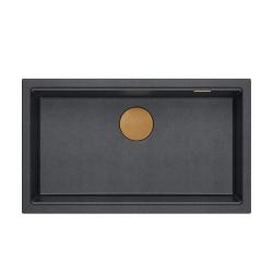 Quadri Newport II velika in globoka granitna pomivalno korito za površinsko in podvgradno montažo antracit, velikosti 76x45cm z bakreno odtočno zaporko 1208967311
