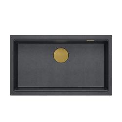 Quadri Newport II velika in globoka pomivalno korito granit nadgradnja in podgradnja antracit pomivalno korito 76x45cm z zlato zaporko 1208967312