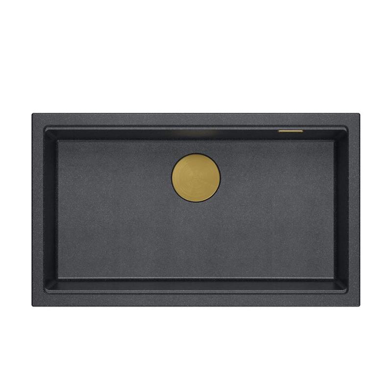Quadri Newport II velika in globoka pomivalno korito granit nadgradnja in podgradnja antracit pomivalno korito 76x45cm z zlato zaporko 1208967312