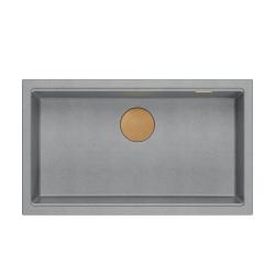 Quadri Newport II velika in globoka granitna korito, nadgradna in podpultna, siva korito 76x45cm s kovinskim čepom 1208967314