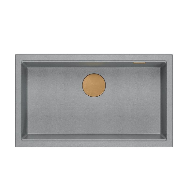 Quadri Newport II velika in globoka granitna korito, nadgradna in podpultna, siva korito 76x45cm s kovinskim čepom 1208967314