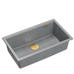 Quadri Newport II velika in globoka pomivalno korito granit nadgradna in vgradna siva pomivalno korito 76x45cm z zlato zaporo 1208967315