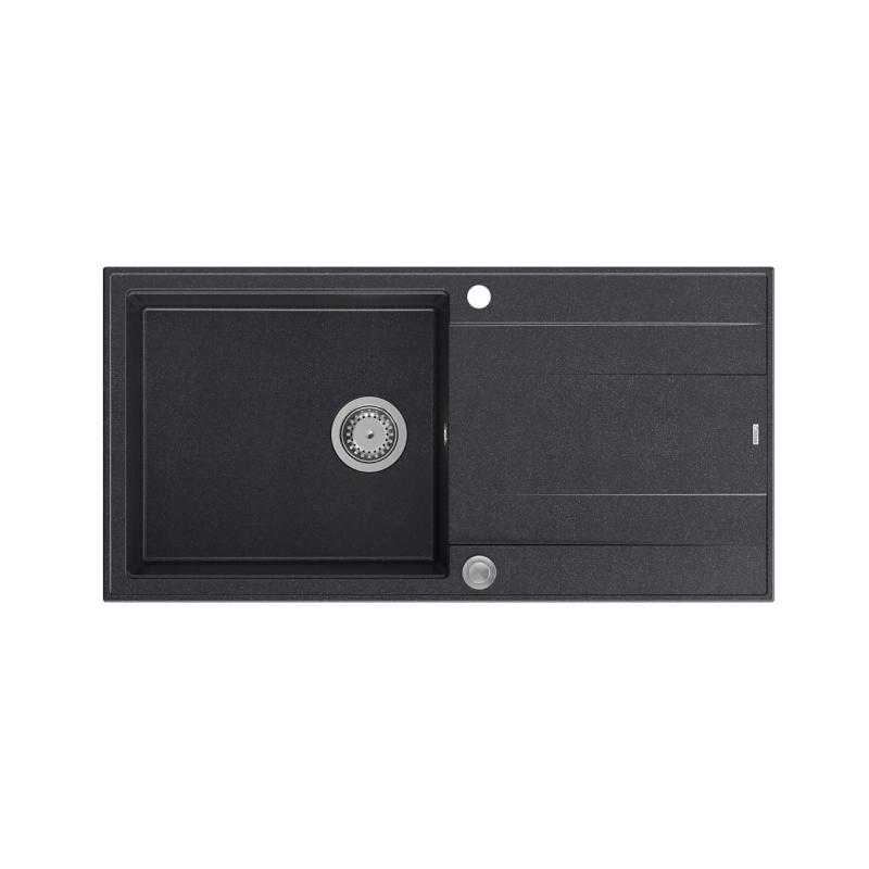 Quadri Luton antracitni granitni nadgradni pomivalnik s odcejalnikom, obojestranski, 100x50 cm, z inox čepom 1208967320