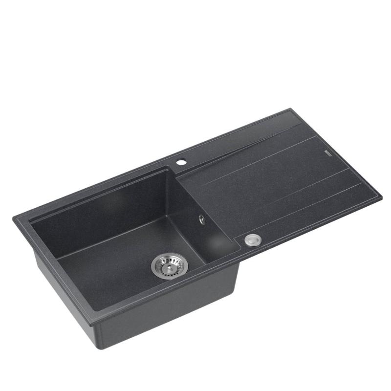 Quadri Luton antracitni granitni nadgradni pomivalnik s odcejalnikom, obojestranski, 100x50 cm, z inox čepom 1208967320