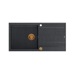 Quadri Luton antracit granitno nadgradno pomivalno korito z odcejalnikom, reverzibilno, 100x50cm s bakrenim čepom 1208967321