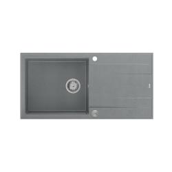 Quadri Luton sivo granitno nadgradno pomivalno korito z odcejalno površino, obojestransko, 100x50cm z inox čepom 1208967323