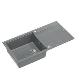 Quadri Luton sivo granitno nadgradno pomivalno korito z odcejalno površino, obojestransko, 100x50cm z inox čepom 1208967323