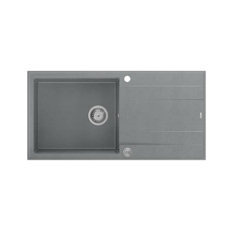 Quadri Luton sivo granitno nadgradno pomivalno korito z odcejalno površino, obojestransko, 100x50cm z inox čepom 1208967323