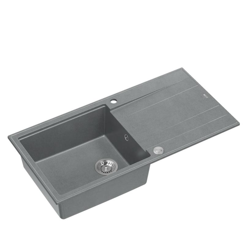 Quadri Luton sivo granitno nadgradno pomivalno korito z odcejalno površino, obojestransko, 100x50cm z inox čepom 1208967323