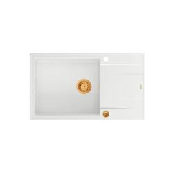 Quadri Luton bela granitna velika nadgradna pomivalno korito z odcejalnikom, obojestranska 86x50cm s bakrenim čepom 1208967328