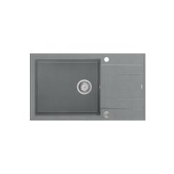 Quadri Luton siva granitna velika nadgradna pomivalno korito z odcejalnikom, obojestranska 86x50cm z nerjavečo jekleno čepko 1208967330