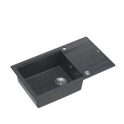 Quadri Luton antracitna granitna velika vgradna pomivalna korita z odcejalno površino, obojestranska, 86x50 cm, z inox čepom 1208967333
