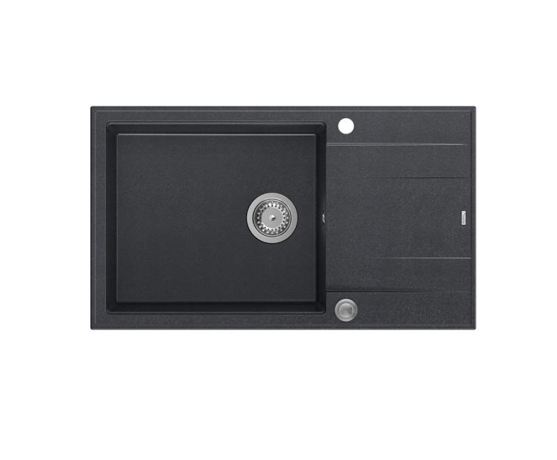 Quadri Luton antracitna granitna velika vgradna pomivalna korita z odcejalno površino, obojestranska, 86x50 cm, z inox čepom 1208967333