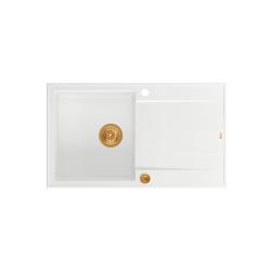 Quadri Luton bela granitna nadgradna pomivalno korito z odcejalnikom, reverzibilna 86x50 cm s bakreno zaporko 1208967339.