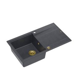 Quadri Luton antracitni granitni nadgradni pomivalnik z odcejalnikom, obrnljiv 86x50cm z zlato odtočno odprtino 1208967344