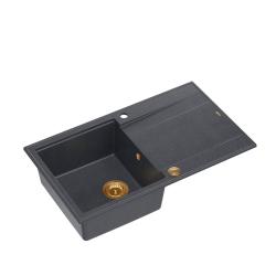 Quadri Luton antracitni granitni nadgradni pomivalnik z odcejalnikom, reverzibilen, 86x50 cm, z bakreno zaporko 1208967345