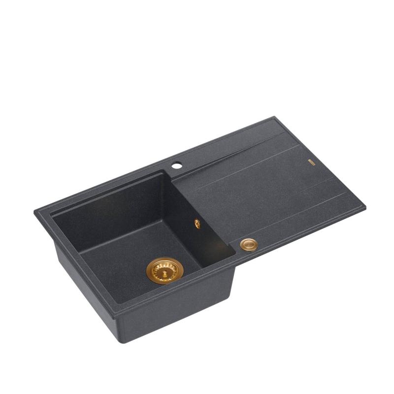 Quadri Luton antracitni granitni nadgradni pomivalnik z odcejalnikom, reverzibilen, 86x50 cm, z bakreno zaporko 1208967345
