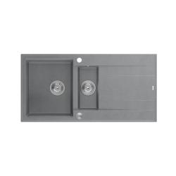 Quadri Luton siva granitna vgradna pomivalna korita 1,5 umivalnika z odcejalnikom, obrnljiva, 100x50 cm z inox čepom 1208967350