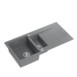Quadri Luton siva granitna vgradna pomivalna korita 1,5 umivalnika z odcejalnikom, obrnljiva, 100x50 cm z inox čepom 1208967350
